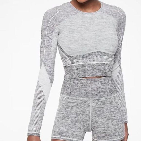 ATHLETA Agile Colorblock Long Sleeve Crop Top Size XS - Picture 2 of 8